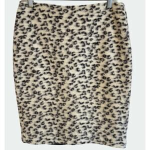 Ann Taylor Furry Pencil‎ Skirt Animal Print Size 10 Petite Business Office Siren